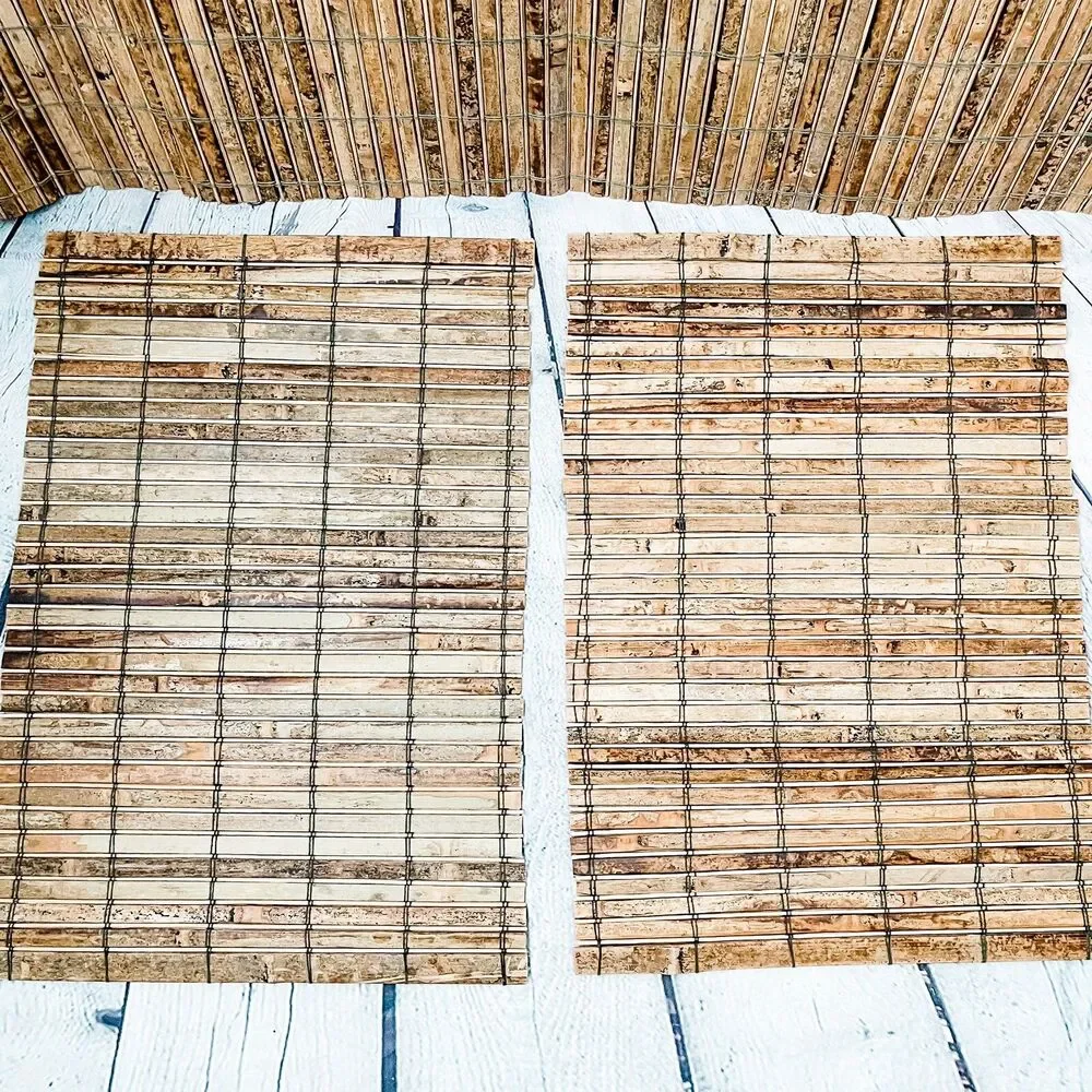 Vtg Lot 8 Nautical Bamboo Reed Wood Placemats & Table Runner Tiki Bar Tropical